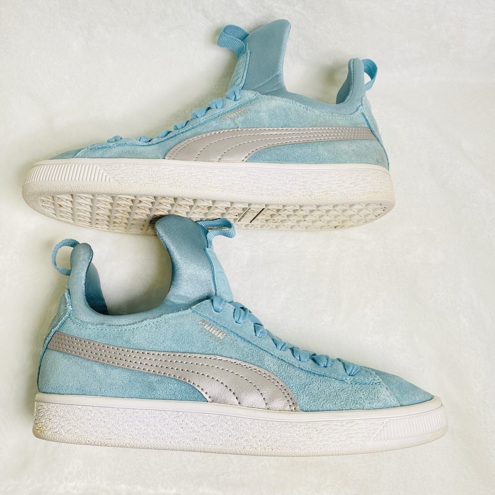 Puma Fierce Suede Basketball High Top Shoes Teal Women's  5.5c Y2K Athleasure - Picture 9 of 10